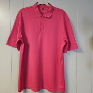 Nike Golf Polo Shirt Mens L Pink Tour Performance Dri Fit Casual Short Sleeve
